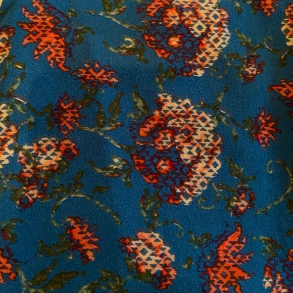 1240 LuLaRoe Leggings Size OS Blue Orange Hydranea Print New - Picture 2 of 5